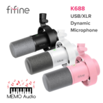 ไมโครโฟนไดนามิก FIFINE K688 USB XLR พร้อมไฟ RGB